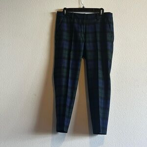 J. Crew Women's Blue and Black Plaid Cropped Pants